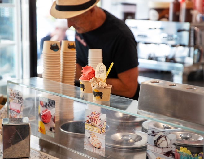 Counter shot with gelato cups