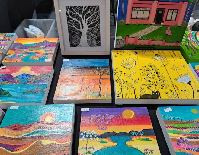 Art on display by Mikki Campbell Art Marina Markets Hope Island