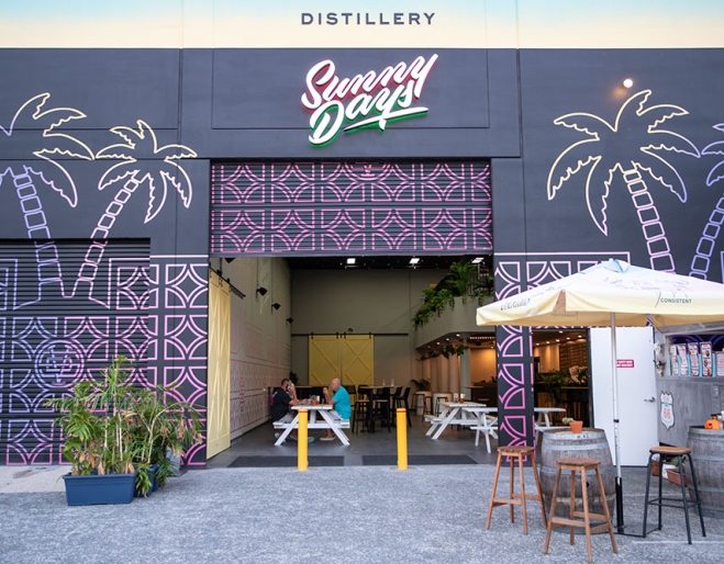 Exterior facade of Sunny Days Distillery