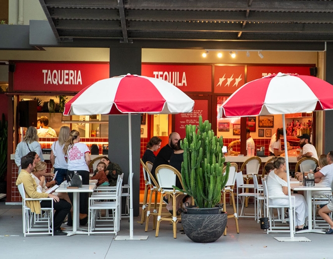 Umbrellas outside Tommy's Taco Currumbin