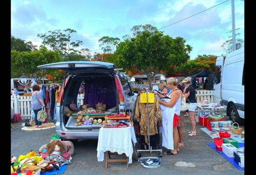 Back of Combi van with wares for the Carrara Markets Car Boot Sale