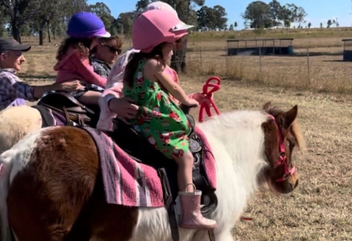 Kids horseriding at Harrisvale Sunday Farm Day 