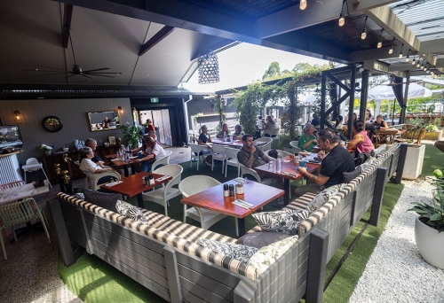 Garden pavilion seating at Harvest Foodhouse