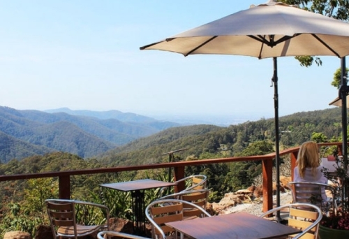 Person sitting on terrace at St Bernards Hotel