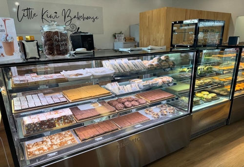 Counter of baked goods inside Little Kiwi Bakehouse Nerang