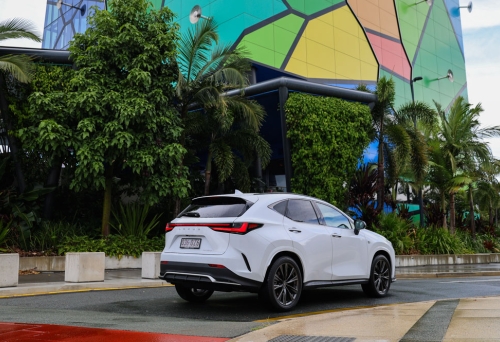 Lexus NX driving past HOTA Gallery