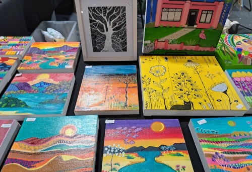 Art on display by Mikki Campbell Art Marina Markets Hope Island