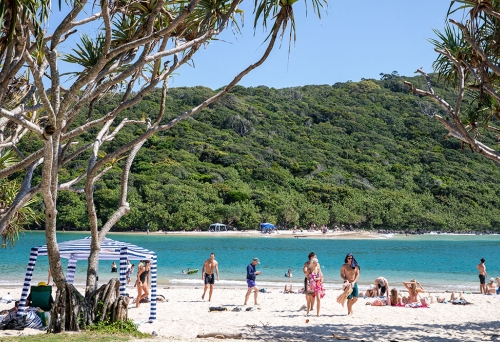 People on Tallebudgera Creek Beach
