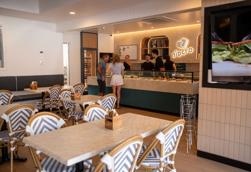 Internal venue shot with counter at Dipcro Pastry, Main Beach