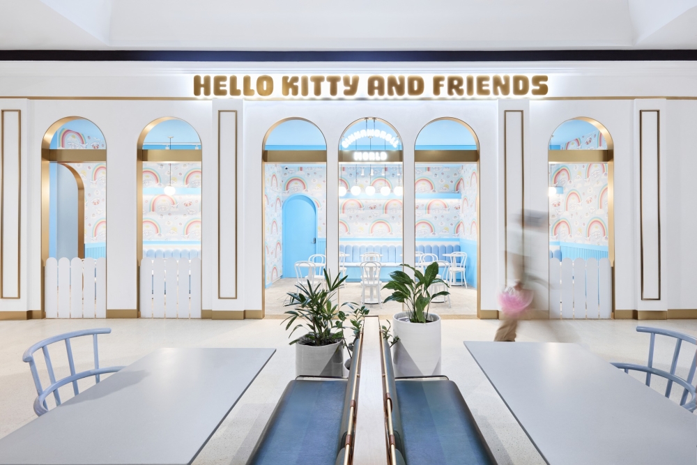 Blue carpet entry at Hello Kitty And Friends Cafe