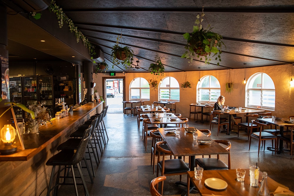 Bar and tables inside Bistro Lamp Mermaid Beach