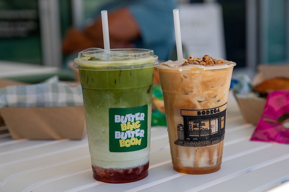 Strawberry Matcha and Caramel Popcorn Ice Latte
