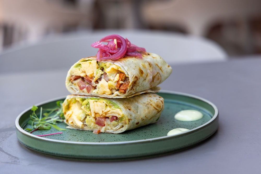 Conkabar's Mexa Burrito stacked on a plate