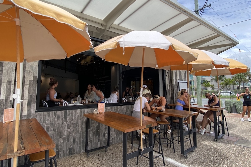 Holiday umbrellas at Nobby Beach