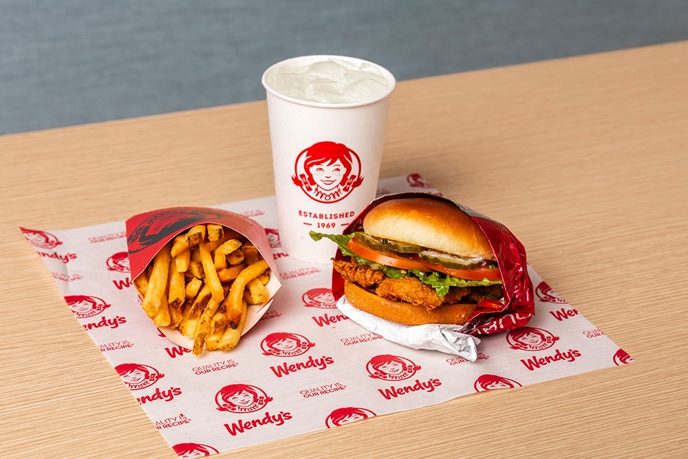 Chicken Tender Burger and fries at Wendy's