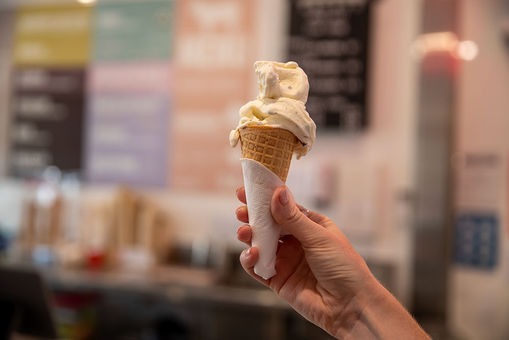 Stracciatella in a cone