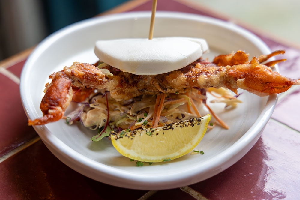 Soft shell crab bao at La Stradina