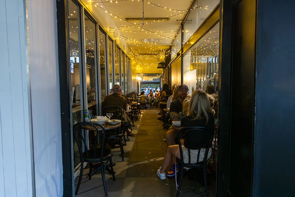 Seating in laneway at La Stradina