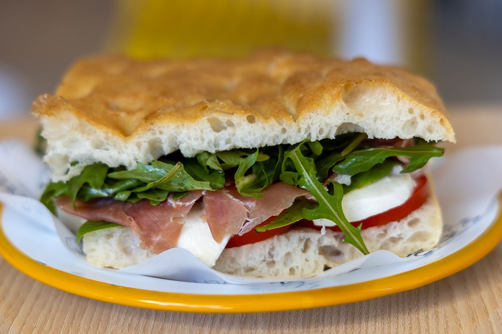 Focaccia sandwich at Luna's Deli