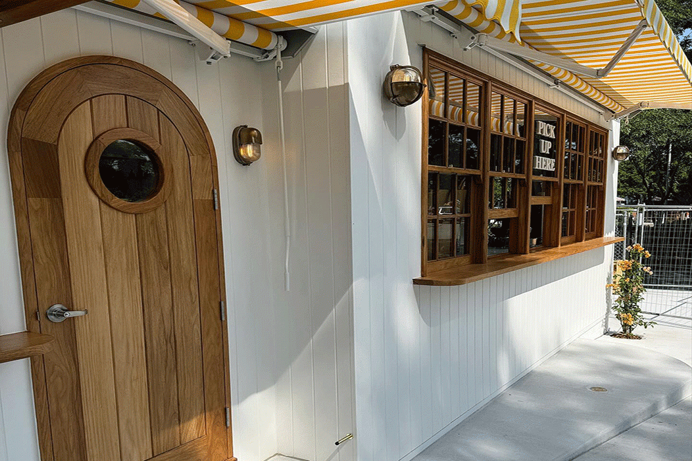 Door and windows of Neptune Kiosk