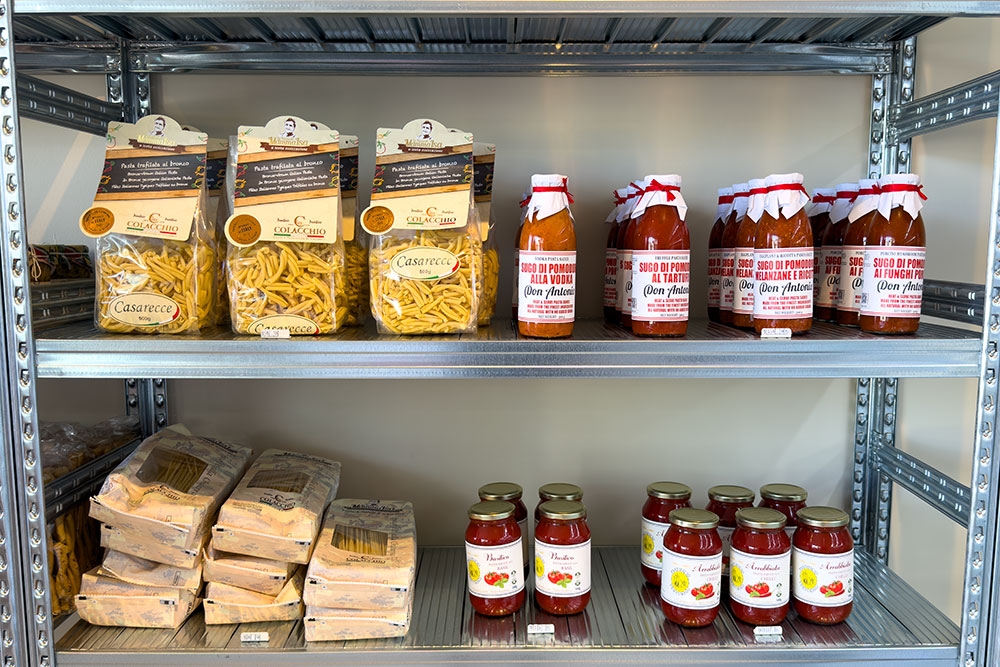 Pasta and sauces on shelf inside  Nico deli shop Kirra
