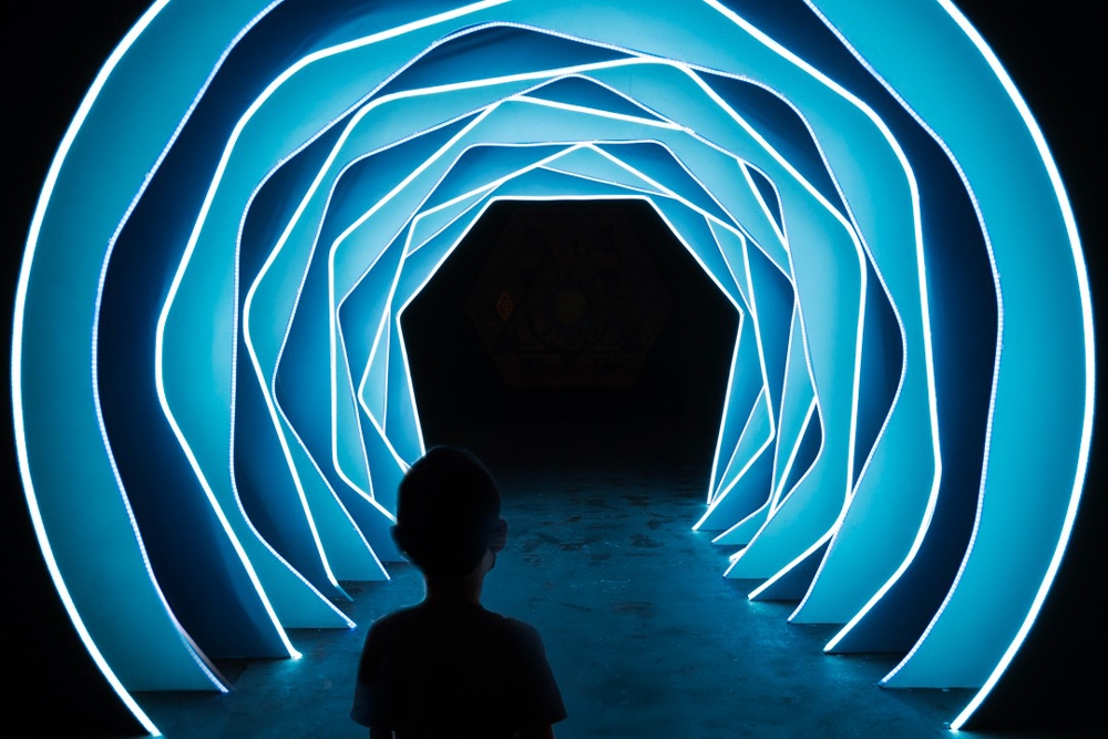 Blue art with Boy Otherworld Byron Bay