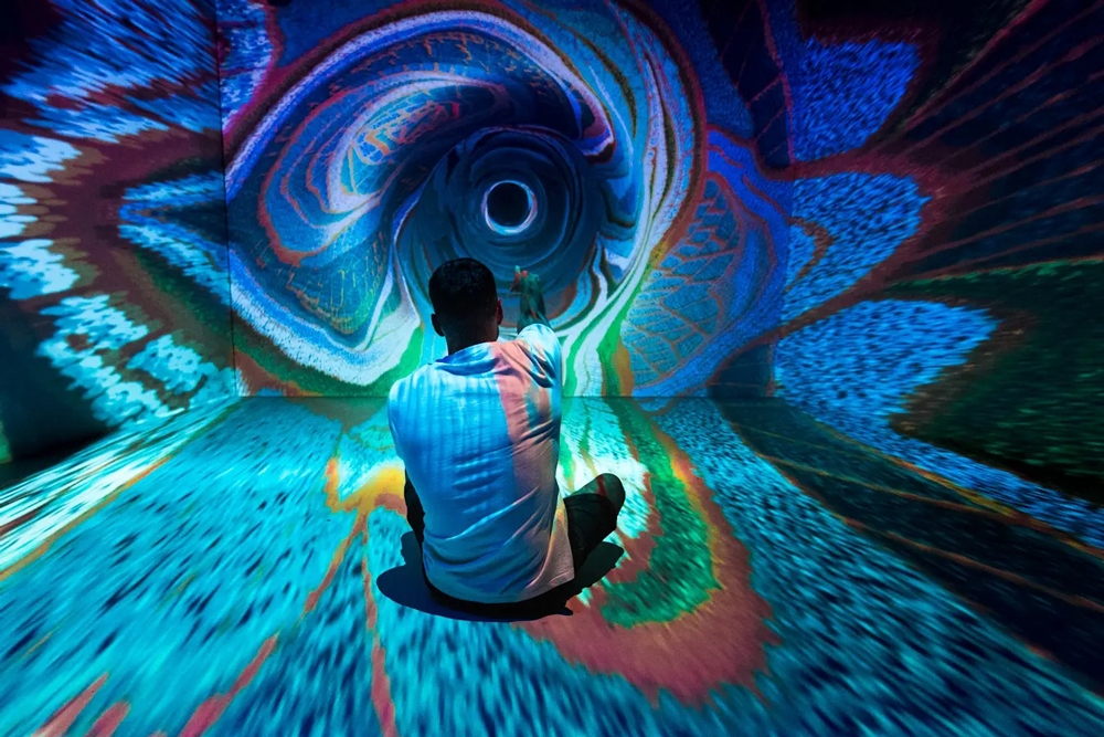 Man appreciating art Otherworld Byron Bay