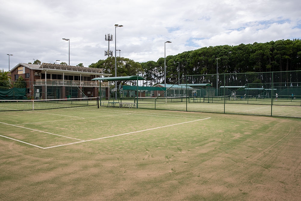 Synthetic grass tennis courts