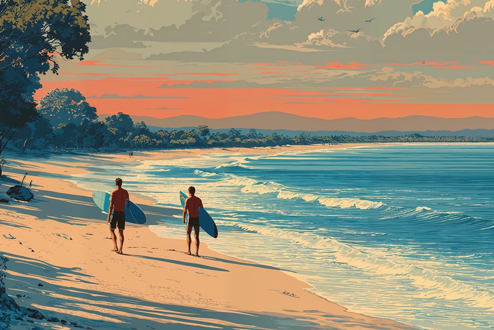 Surfers on beach