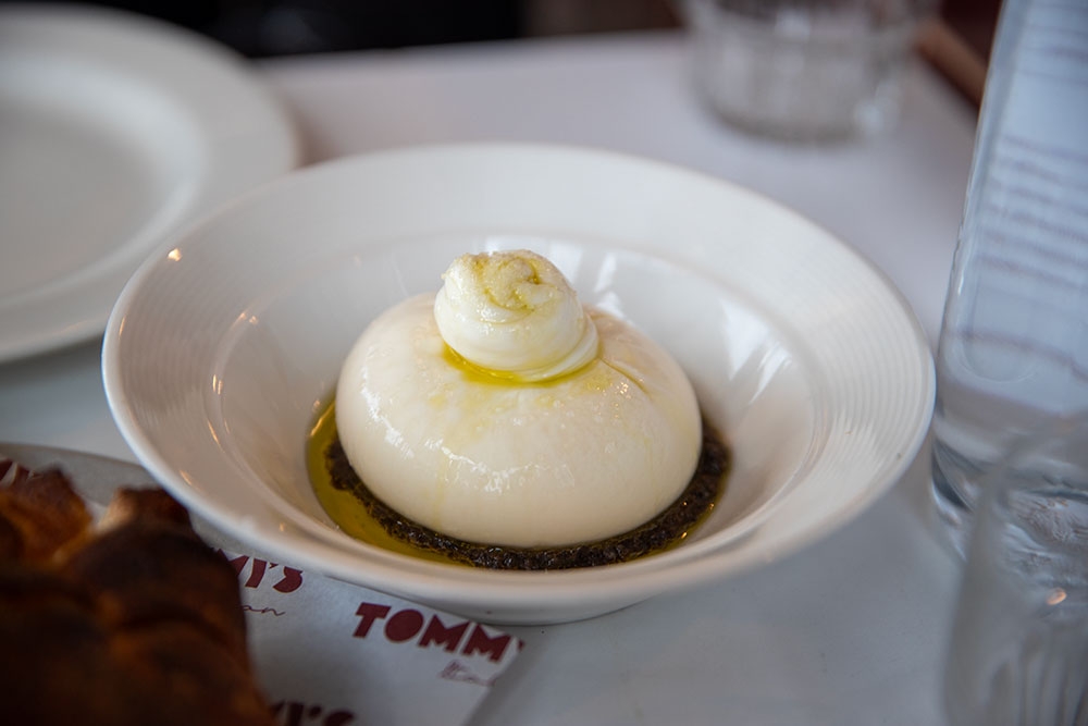 Truffle burrata at Tommy's Italian