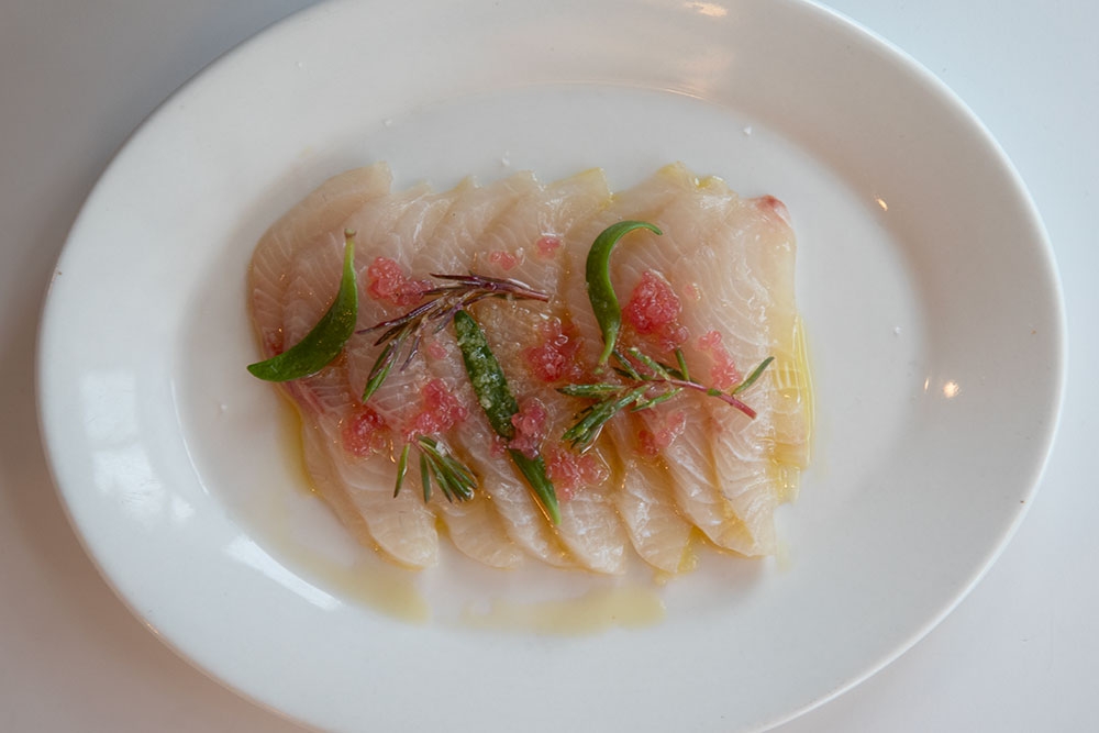 Plate of Kingfish Crudo at Tommy's Italian